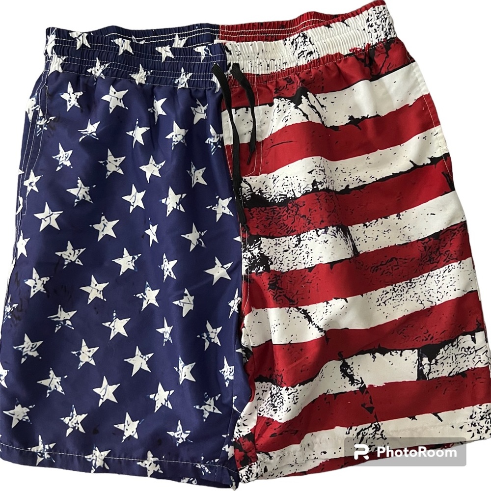 American Flag Men’s Swim Trunks, Sz Large